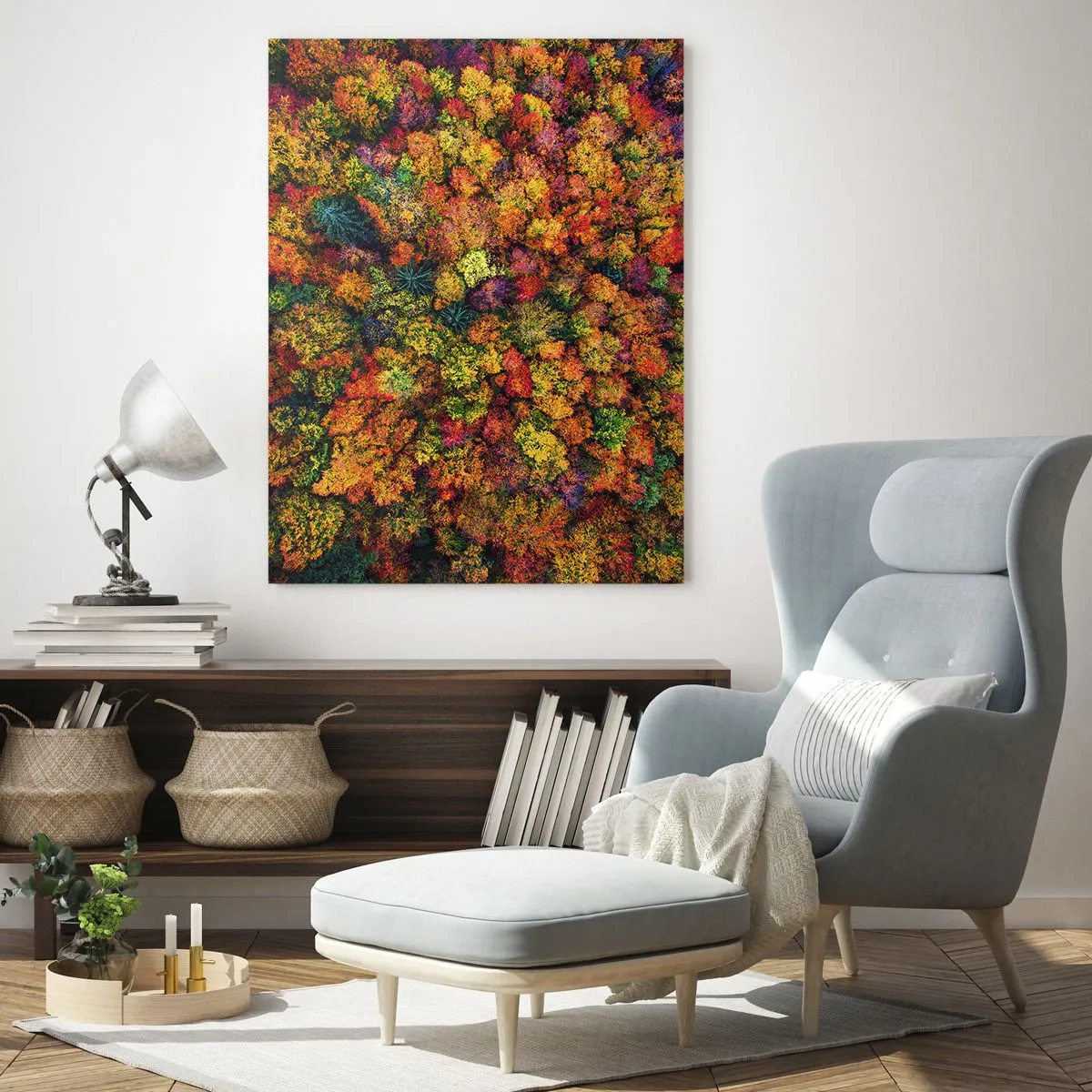 Glastavla - Bild på glas - Höstträdens bukett - 80x120 cm