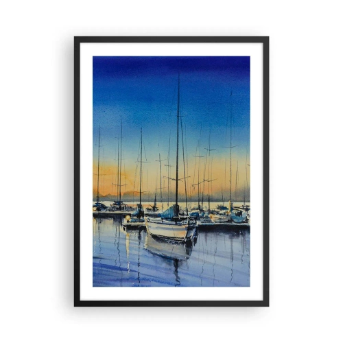 Affisch i svart ram - En målerisk scen av segelbåtar i en hamn vid solnedgången - 50x70cm - Slutet på en bra dag - Modern väggdekoration för vardagsrum och sovrum ARTTOR