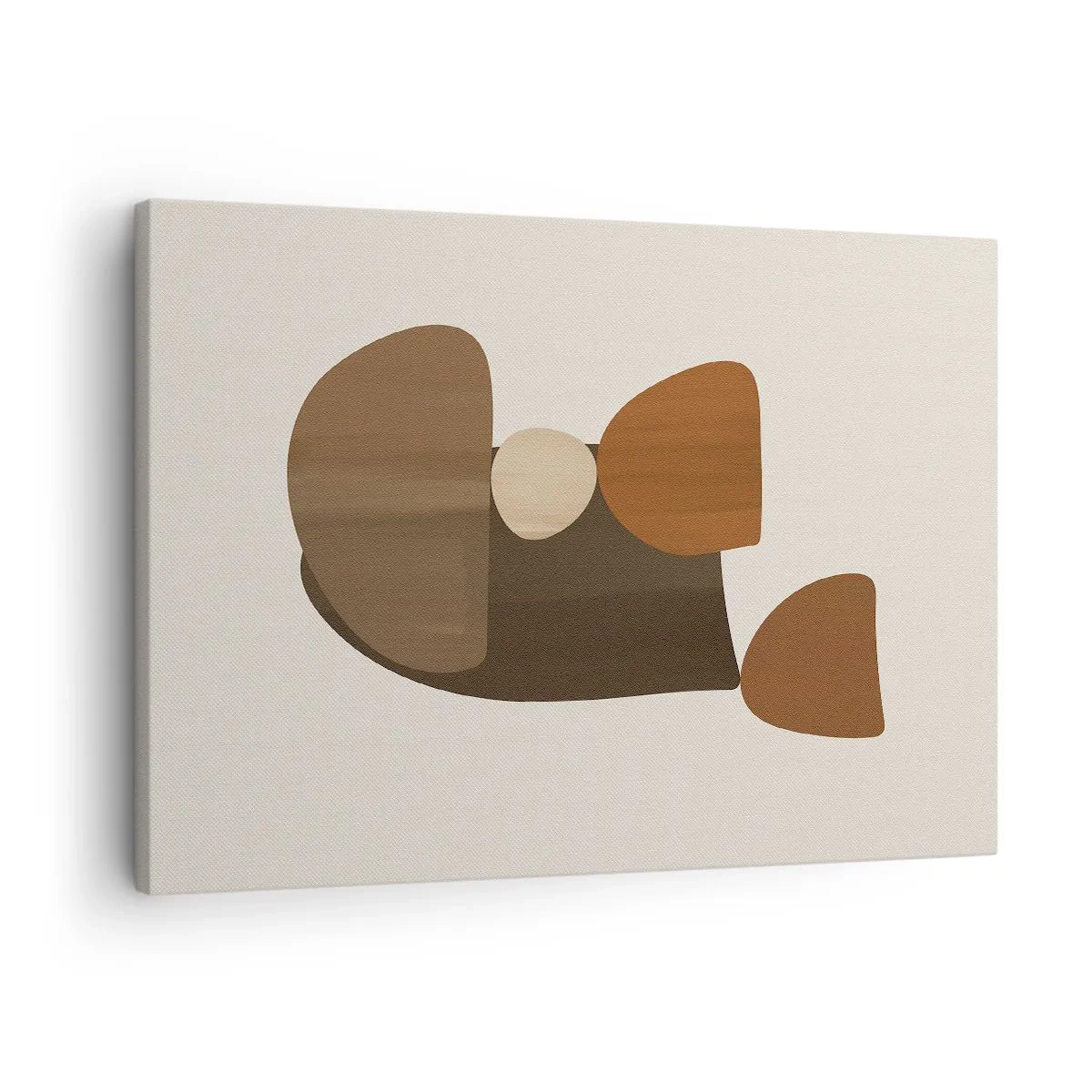 Canvastavla - Bild på duk - Abstrakt komposition i nyanser av brunt och beige - 70x50cm - Komposition i brun - Modern väggdekoration för vardagsrum och sovrum ARTTOR