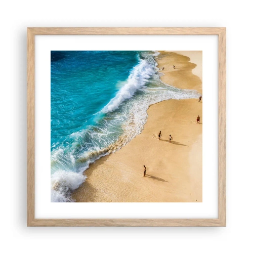 Affisch i ram av ljusek - Och sedan solen, stranden... - 40x40 cm