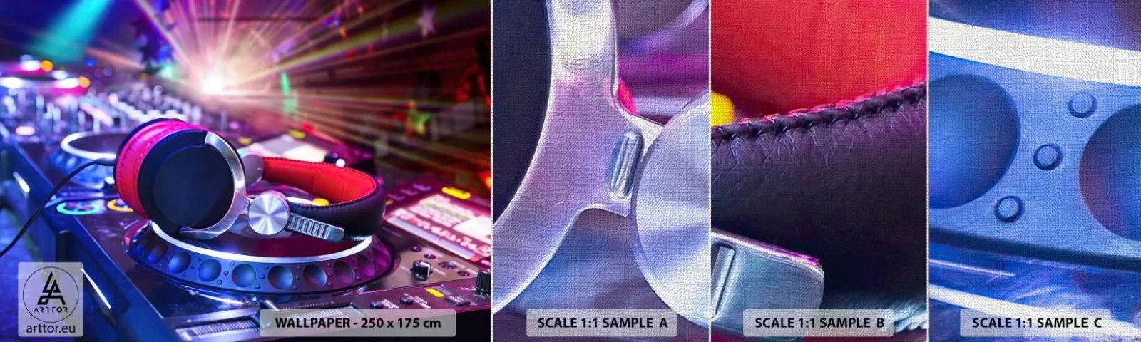 Provbit av fototapet Premium Canvas - Låt partyt börja - musik, Musikstudio, Hörlurar - 100x30 cm