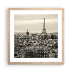 Affisch i ram av ljusek - Över Paris tak - 40x40 cm
