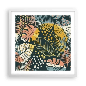 Affisch i vit ram - Lövfantasi - 50x50 cm