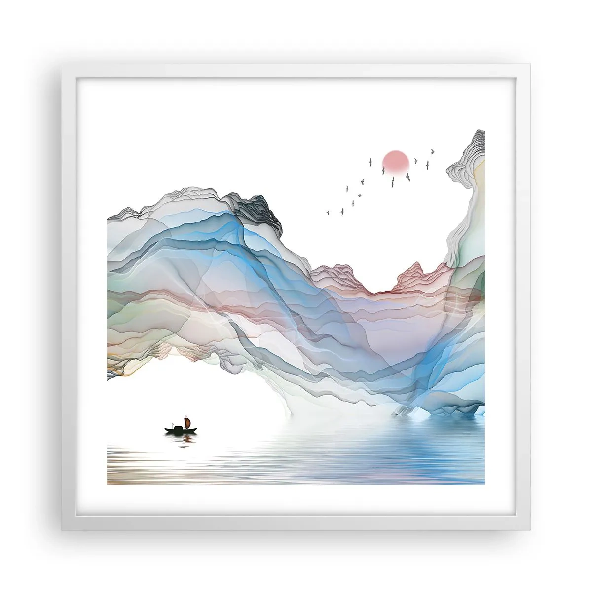 Affisch i vit ram - Mot kristallfjäll - 50x50 cm