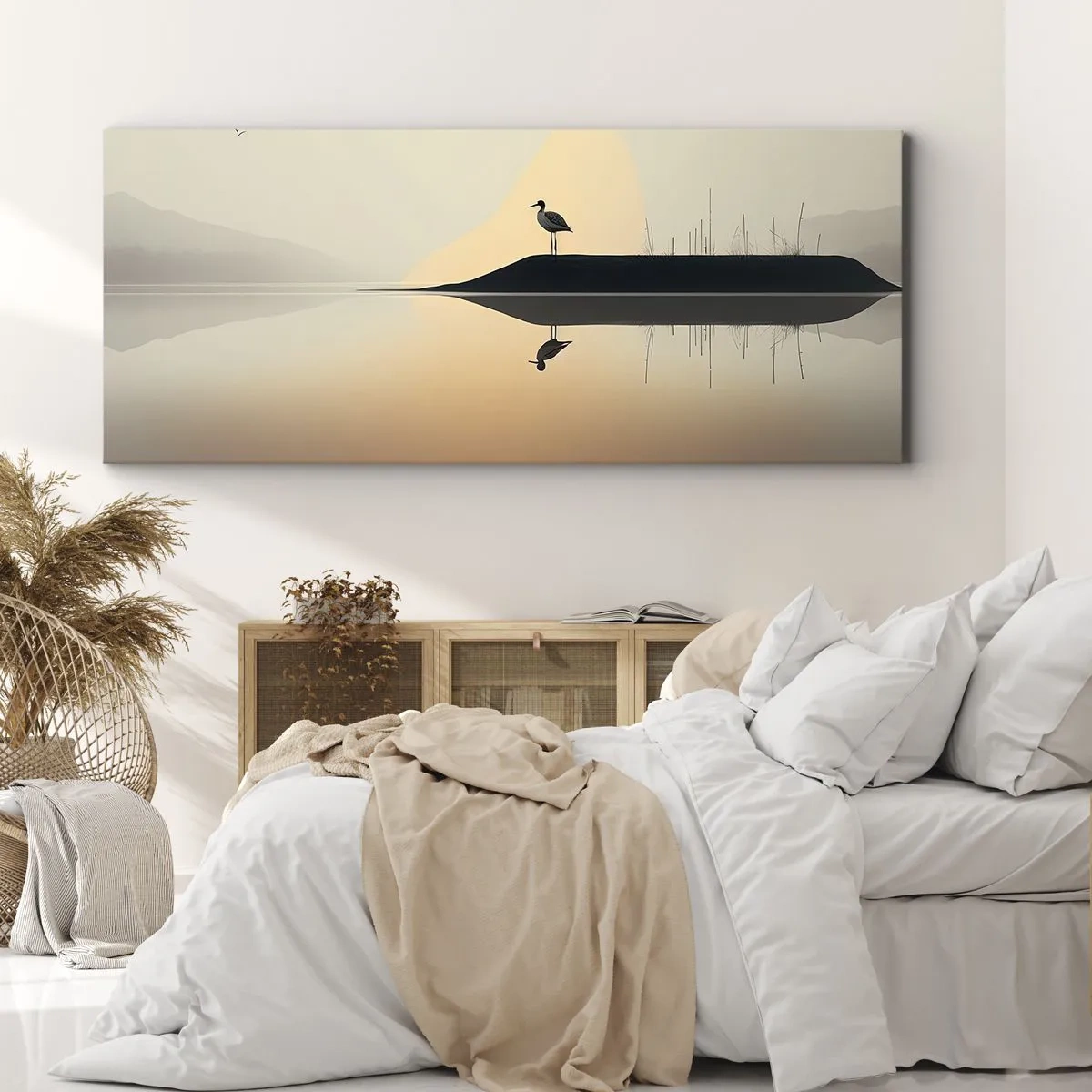 Canvastavla - Bild på duk - Herre på sjön - 160x50 cm
