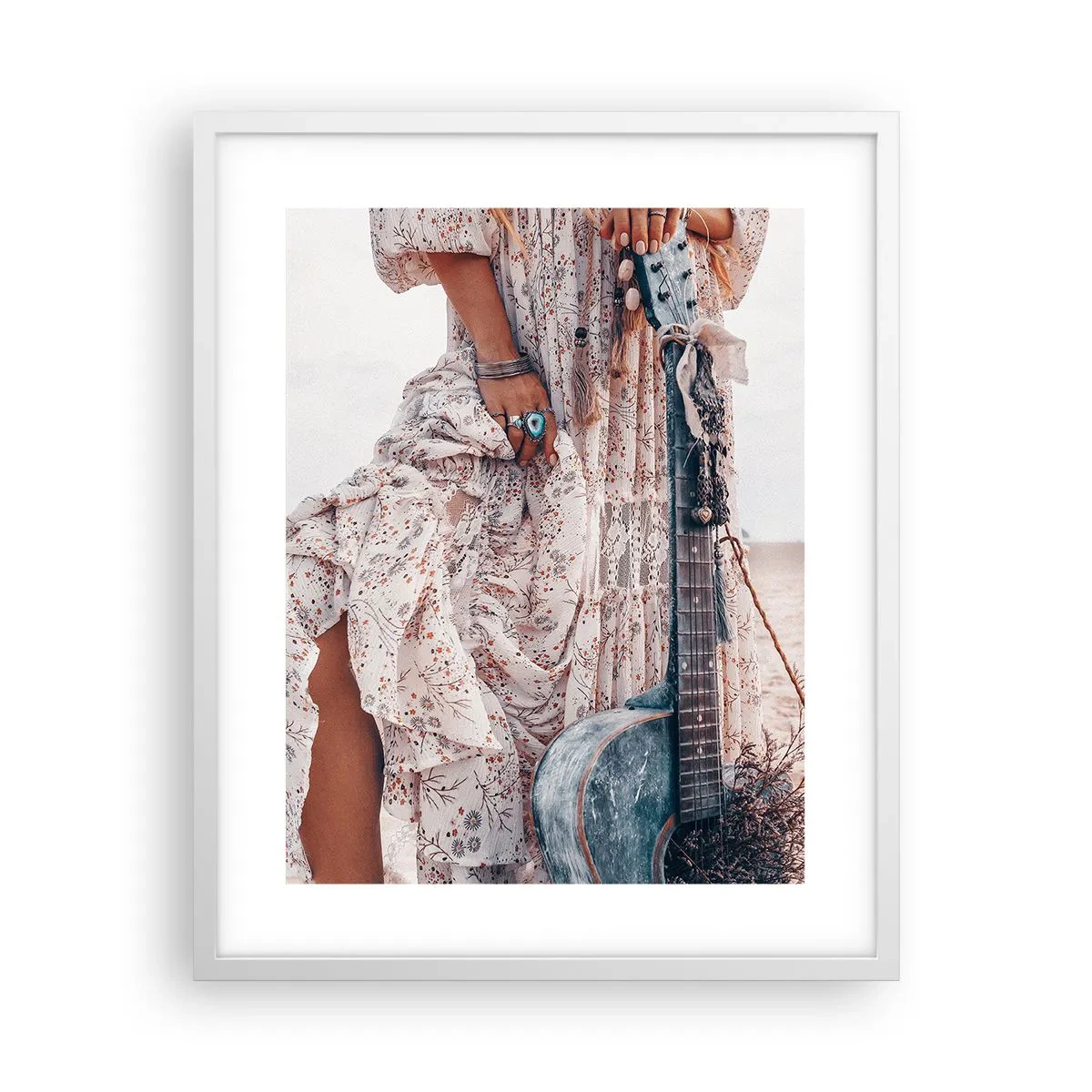 Affisch i vit ram - Flower power på väg - 40x50 cm