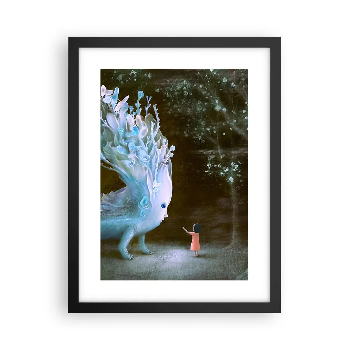 Affisch i svart ram - Fantastiskt möte - 30x40 cm