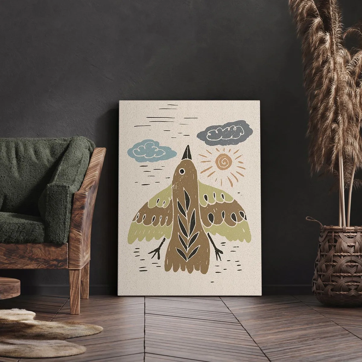 Canvastavla - Bild på duk - Glädjefylld flygning - 55x100 cm