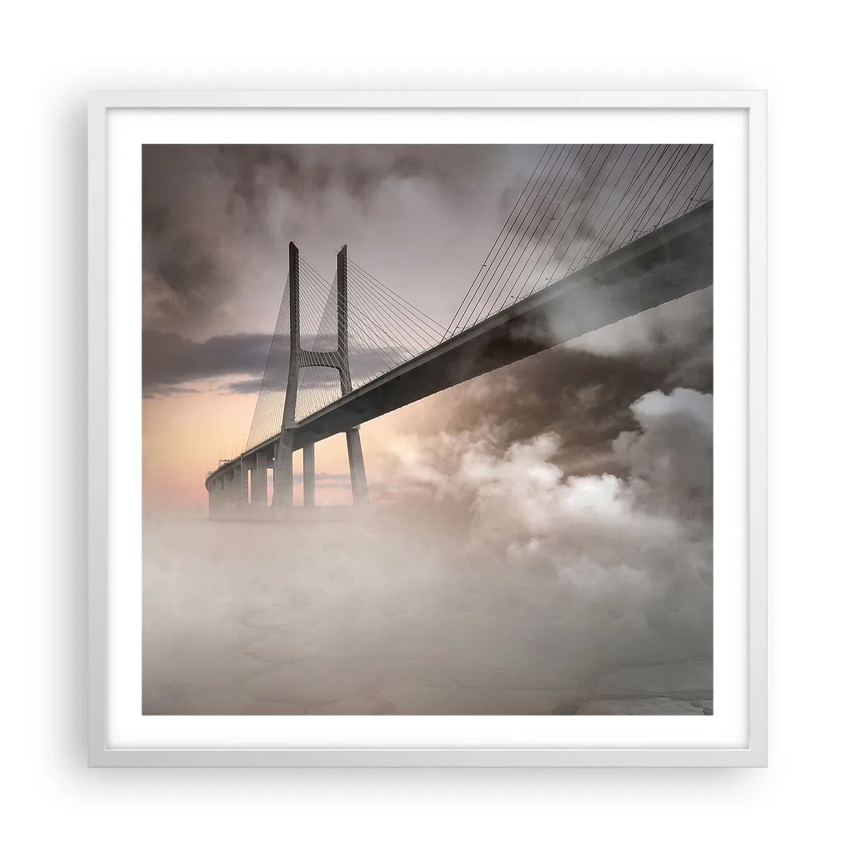 Affisch i vit ram - Vid en flod som inte finns - 60x60 cm