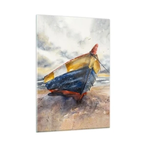 Glastavla - Bild på glas - Vila på stranden - 50x70 cm