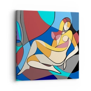 Canvastavla - Bild på duk - Kubistisk nakenbild - 30x30 cm