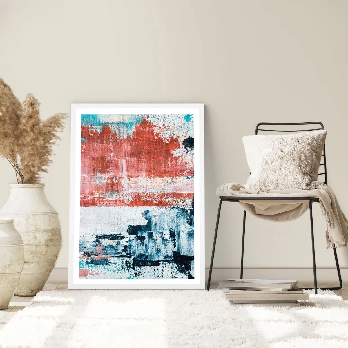 Affisch i vit ram - Abstrakt halvt om halvt - 61x91 cm
