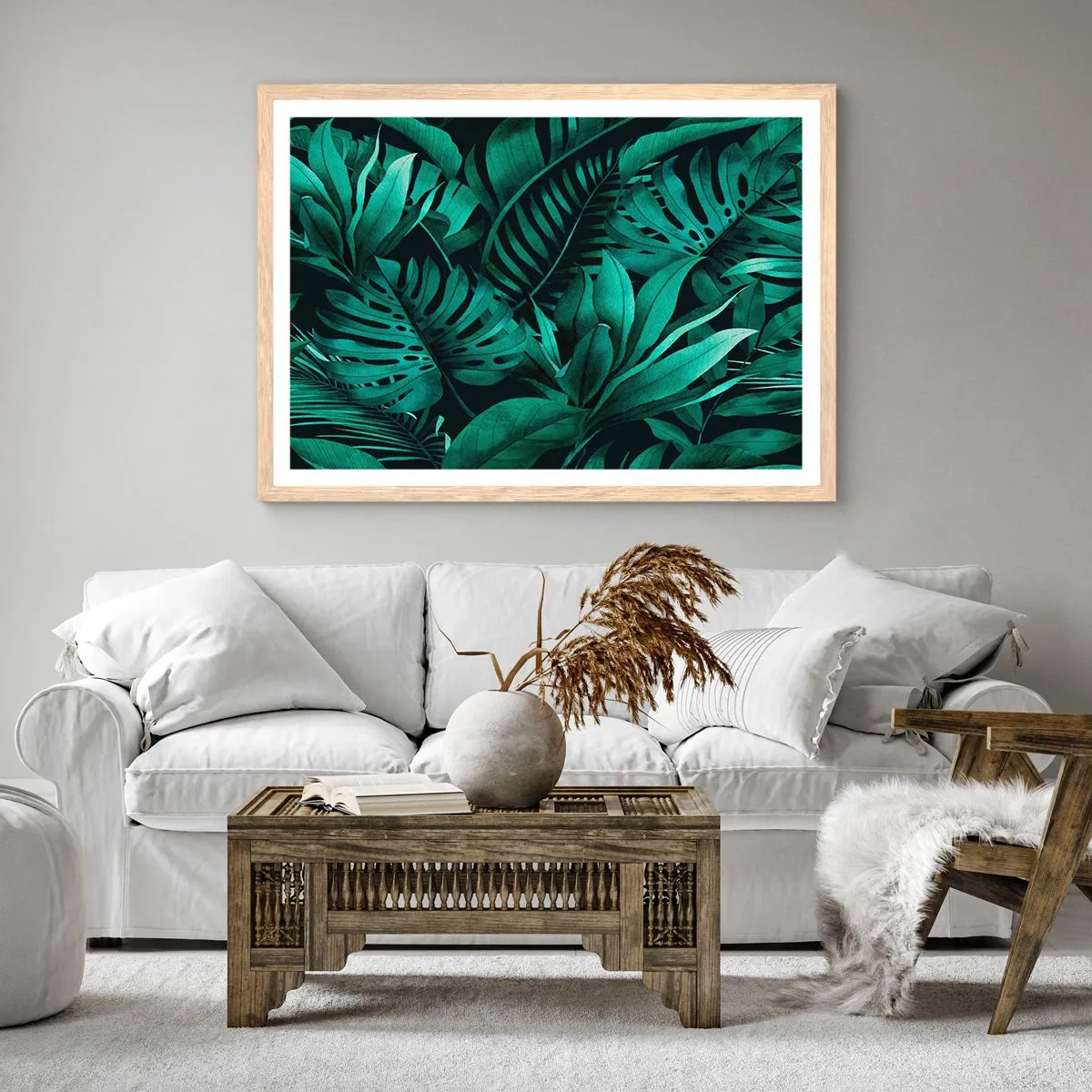 Affisch i ram av ljusek - Tropiska grönskans djup - 100x70 cm