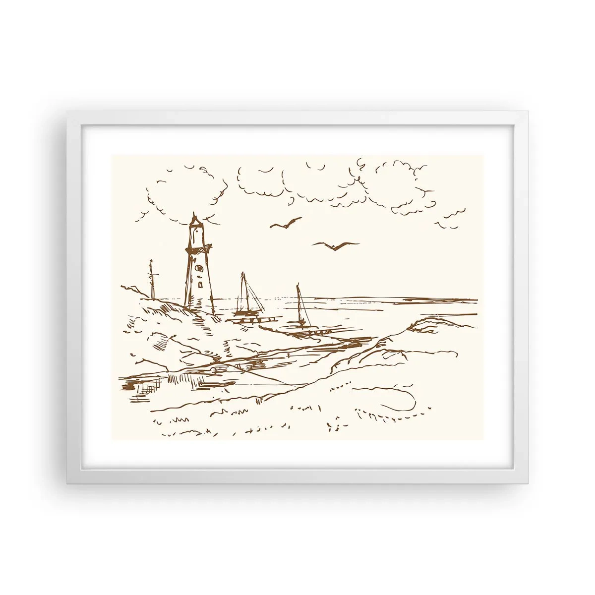 Affisch i vit ram - Sommarminnets kontur - 50x40 cm