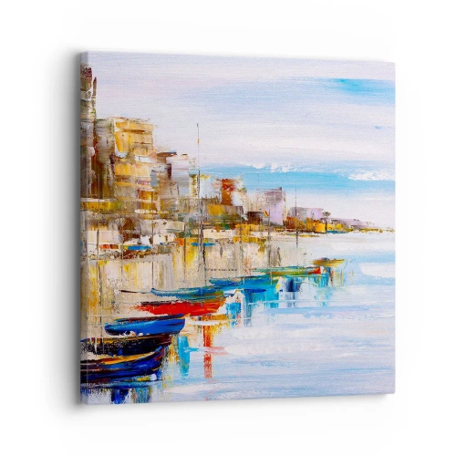 Canvastavla - Bild på duk - Flerfärgad urban hamn - 30x30 cm