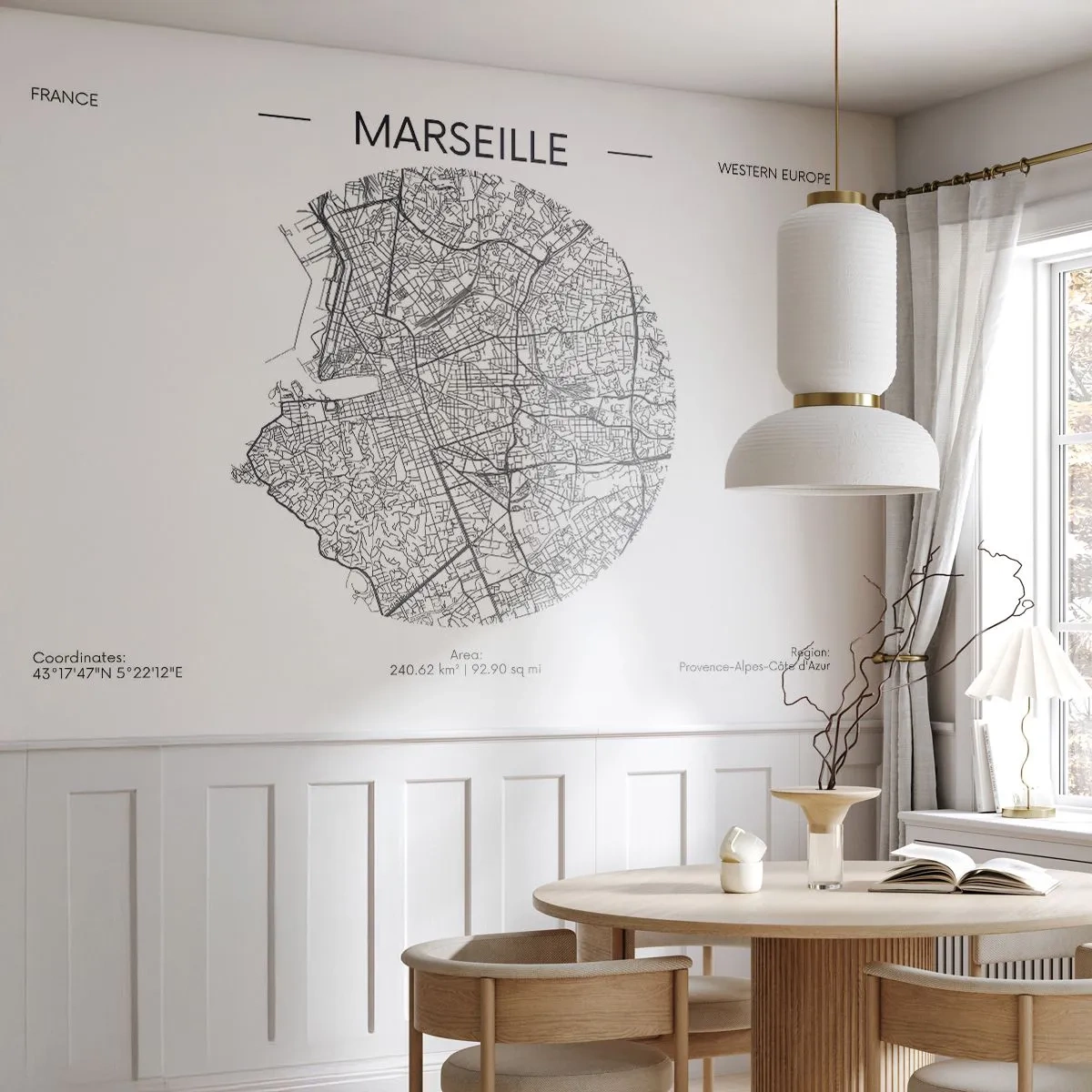 Fototapet Premium Canvas - Marseilles anatomi - Karta, Marseille, Frankrike - 250x175 cm