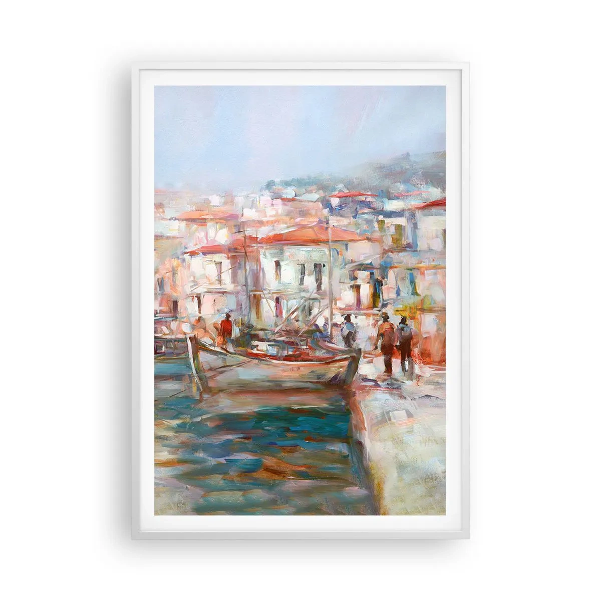 Affisch i vit ram - Pastellfärgad semester - 70x100 cm