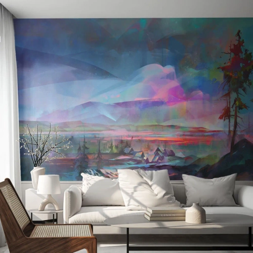 Fototapet Premium Canvas - Under en vänlig himmel - Abstraktion, Landskap, Berg - 100x70 cm