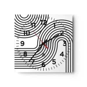 Väggklocka - Klocka på glas - På en kurva - 40x40 cm