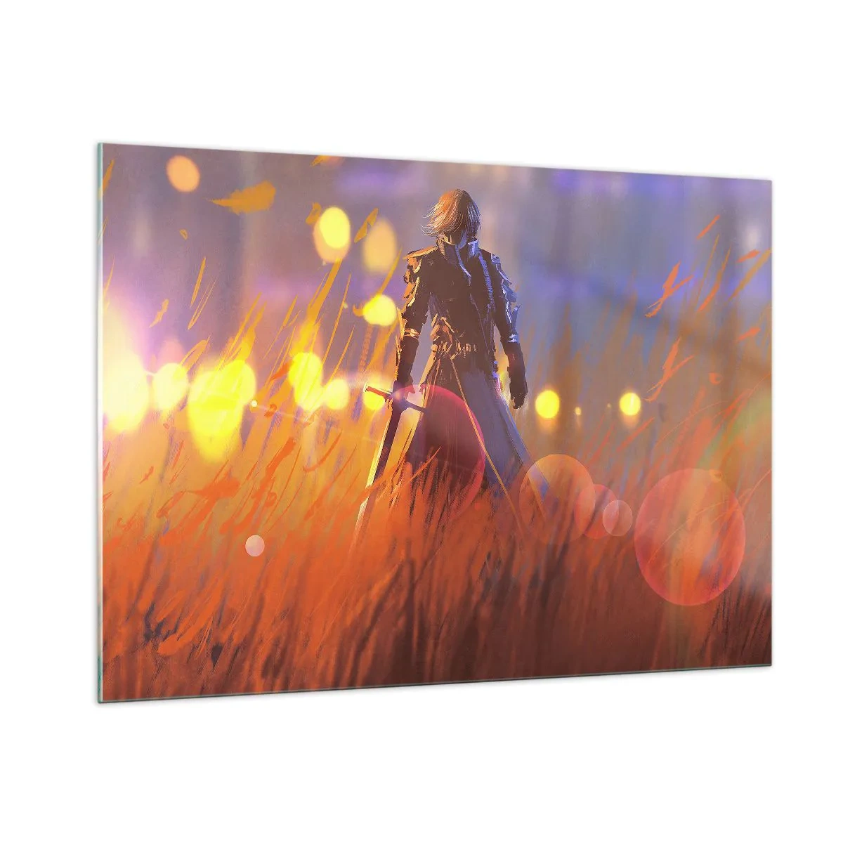 Glastavla - Bild på glas - Vandrande riddare - 100x70 cm