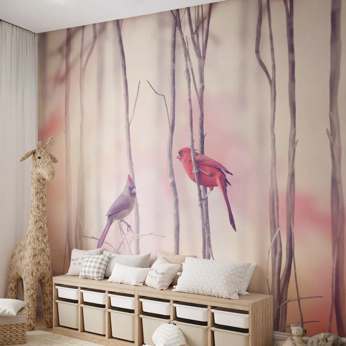 Fototapet Standard Eco - Rosa skogens saga - Fågel, Natur, Skog - 400x280 cm