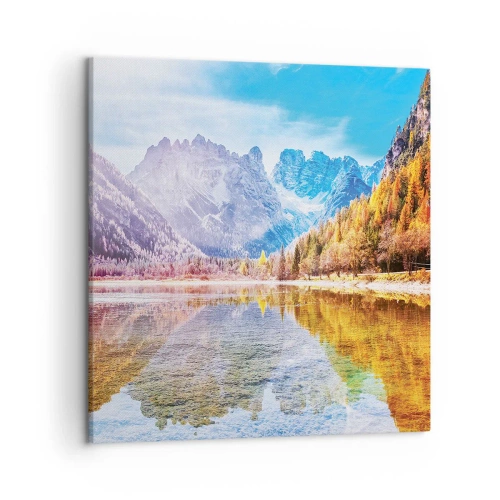 Canvastavla - Bild på duk - Det är redan höst i fjällen - 50x50 cm