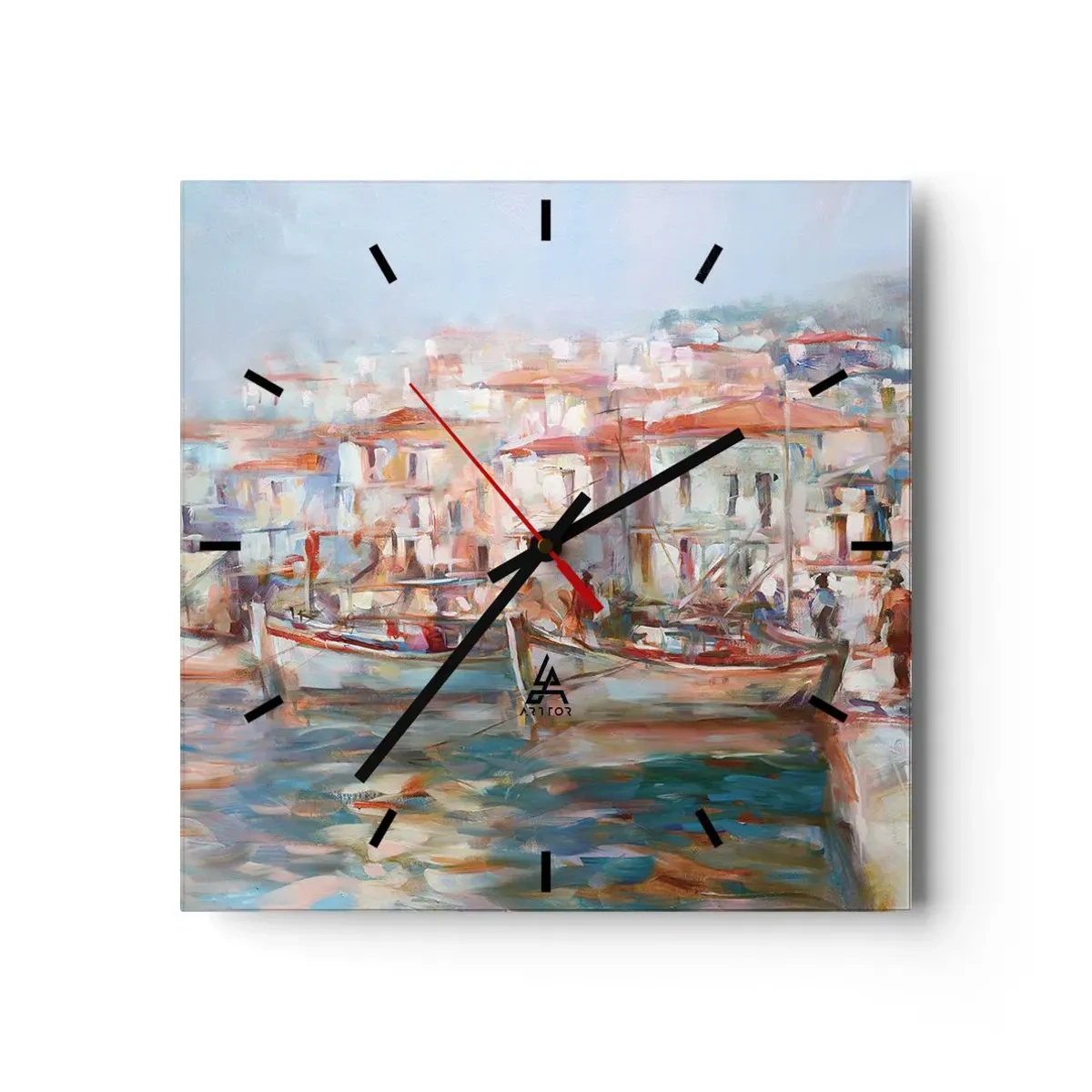 Väggklocka - Klocka på glas - Pastellfärgad semester - 30x30 cm