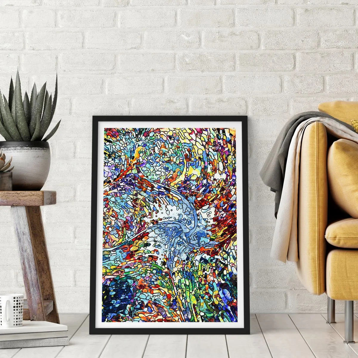 Affisch i svart ram - Glasmålning - droppar  - 70x100 cm