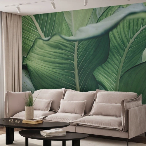 Självhäftande Fototapet Deluxe Sticker - Livet intensivt grönt - Löv, Exotisk, Botanisk - 250x175 cm