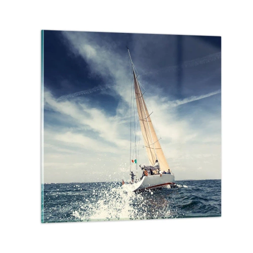 Glastavla - Bild på glas - De hinner inte ikapp oss! - 30x30 cm