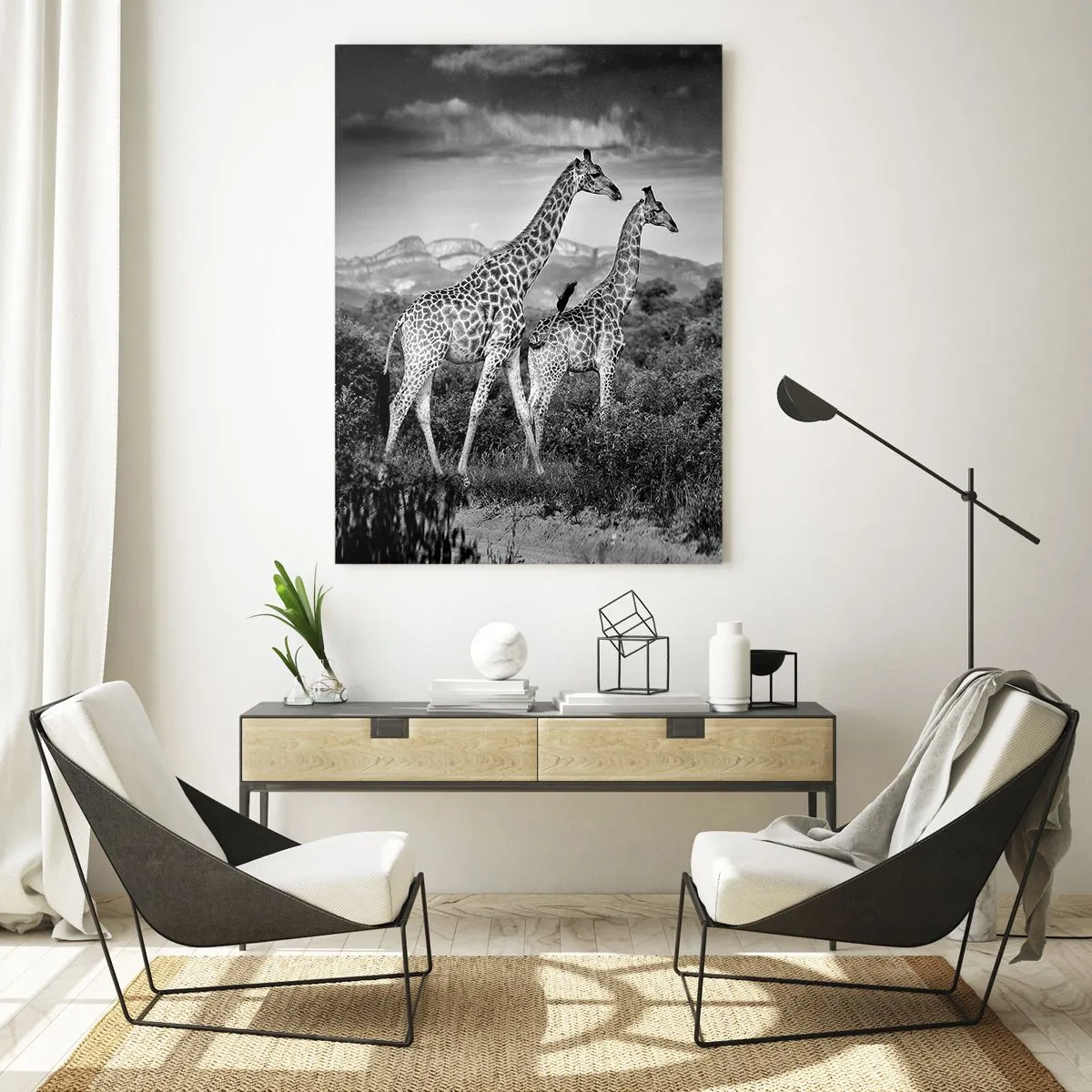 Glastavla - Bild på glas - Högre klasser i Afrika - 70x100 cm