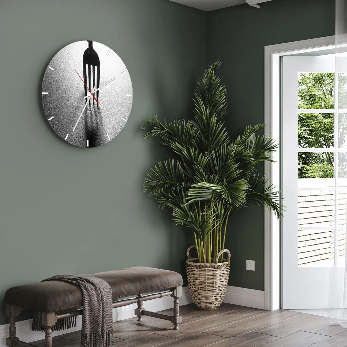 Väggklocka - Klocka på glas - Ljus och skugga - 30x30 cm