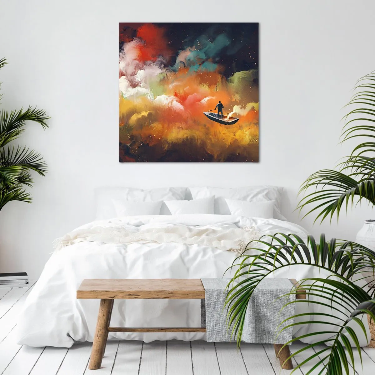 Canvastavla - Bild på duk - I båten genom galaxen - 60x60 cm