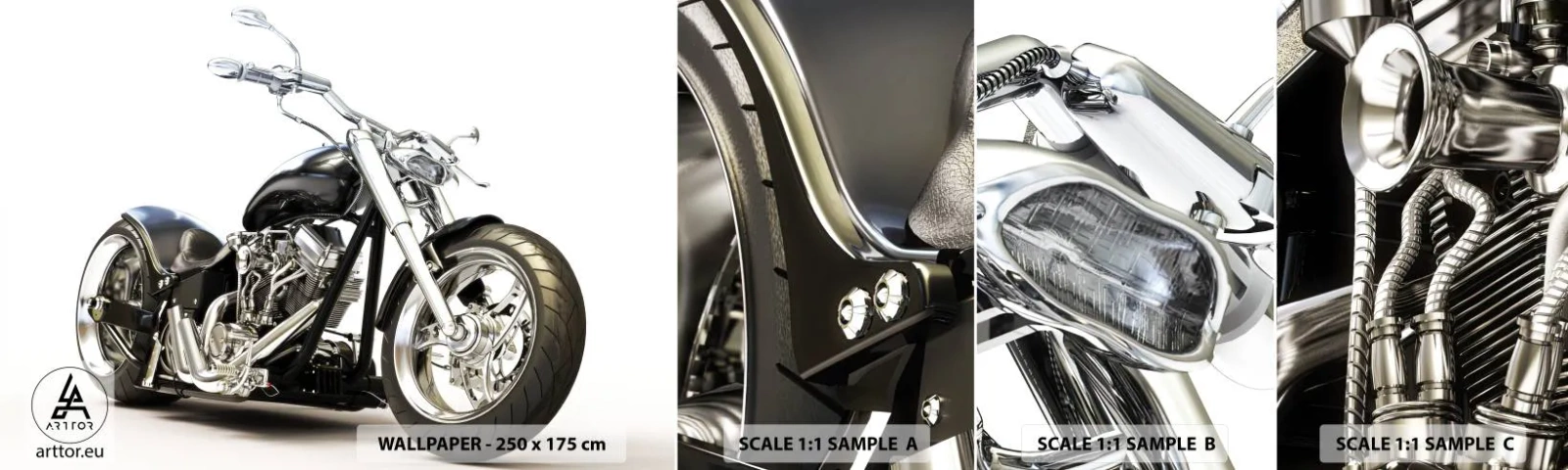 Fototapet Prov Standard Eco - Kraft med karaktär - Bil, Motorcykel, Resa - 100x30 cm