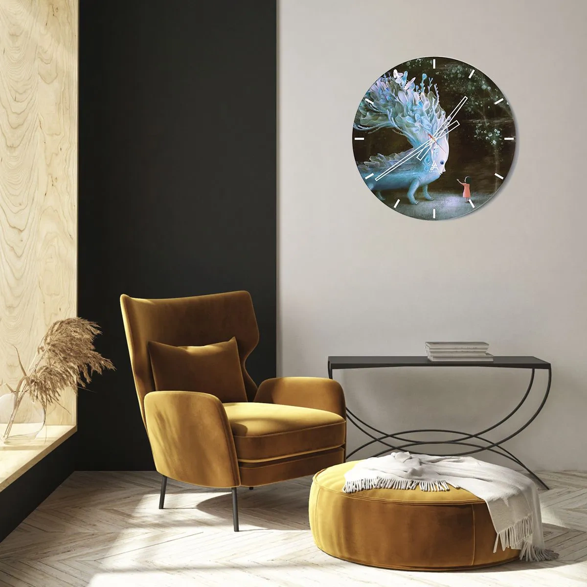 Väggklocka - Klocka på glas - Fantastiskt möte - 30x30 cm