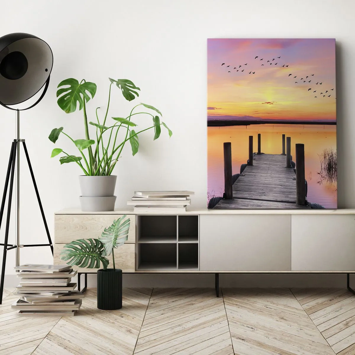 Canvastavla - Bild på duk - Tyst viol gryning - 50x70 cm