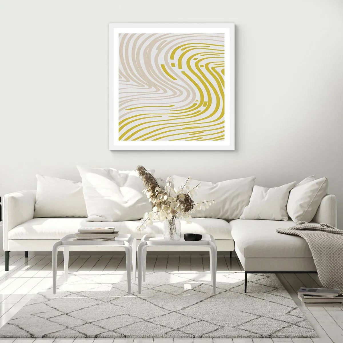 Affisch i vit ram - Komposition med en mjuk böjning - 40x40 cm