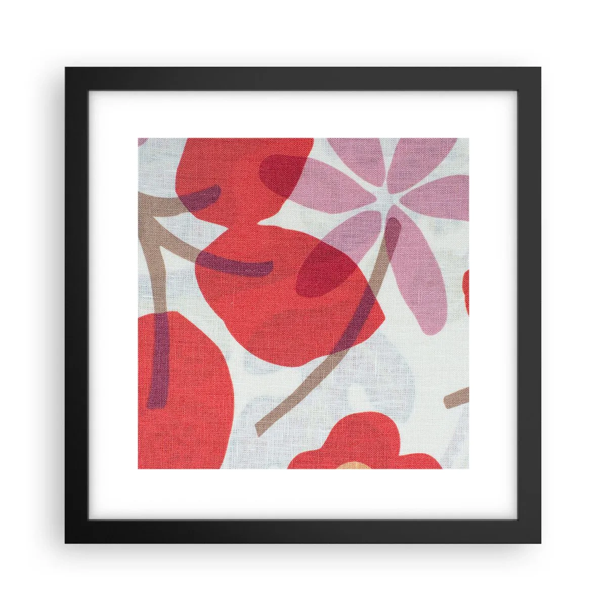 Affisch i svart ram - Blomsterkomposition i rosa - 30x30 cm