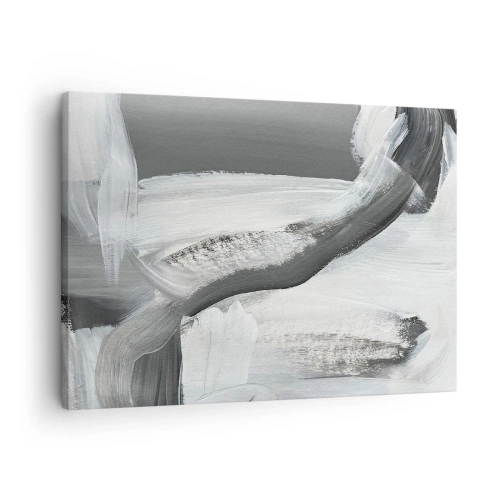 Canvastavla - Bild på duk - Grå och vit abstraktion med dynamiska linjer - 70x50cm - Med bestämd rörelse - Modern väggdekoration för vardagsrum och sovrum ARTTOR