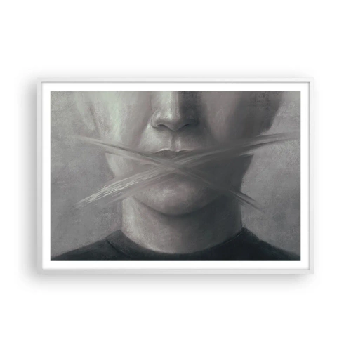 Affisch i vit ram - Inte ett ord - 100x70 cm