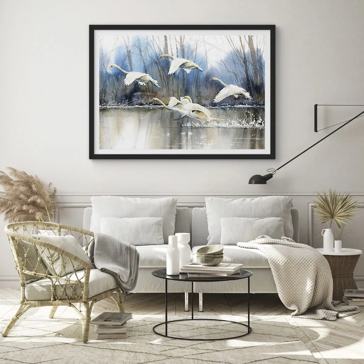 Affisch i svart ram - Som i en saga om vilda svanar - 70x50 cm