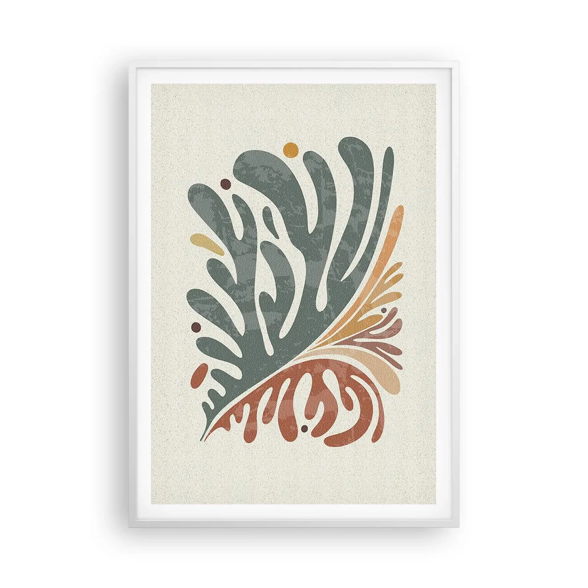 Affisch i vit ram - Flerfärgat blad - 70x100 cm