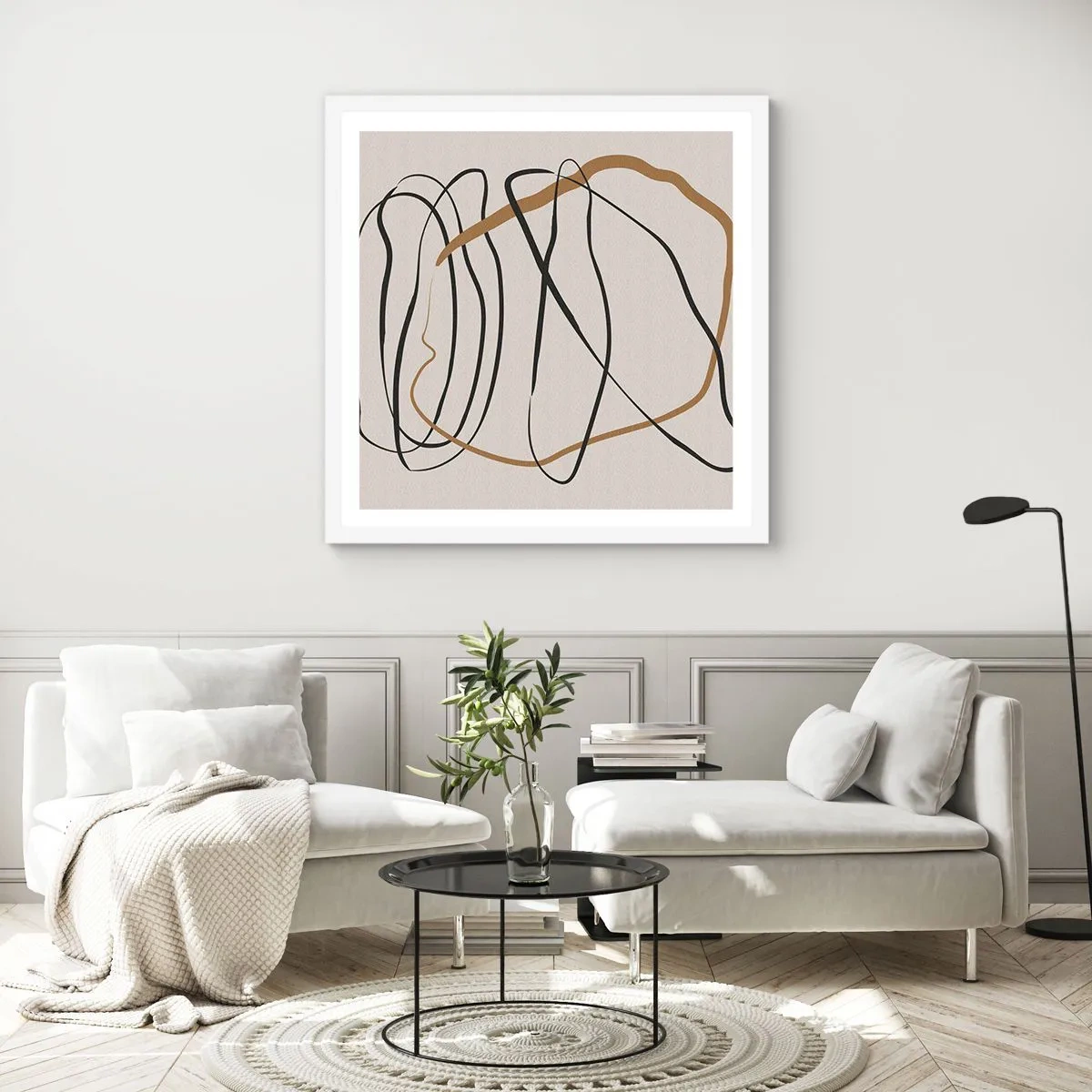 Affisch i vit ram - Komposition: besittande dans - 40x40 cm