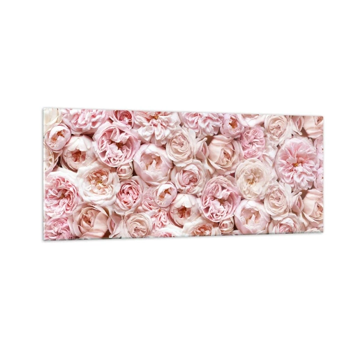 Glastavla - Bild på glas - Strödd med rosor - 100x40 cm
