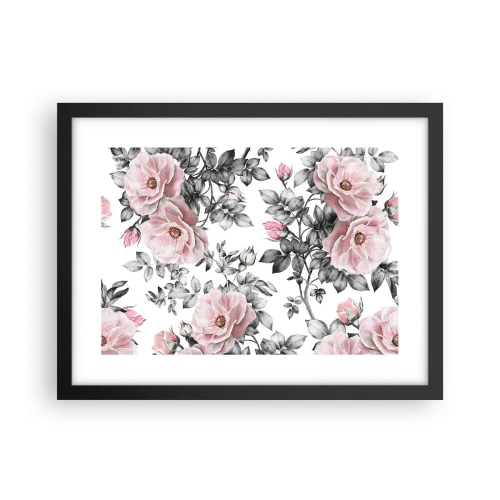 Affisch i svart ram - Tappa sig i rosblommorna - 40x30 cm