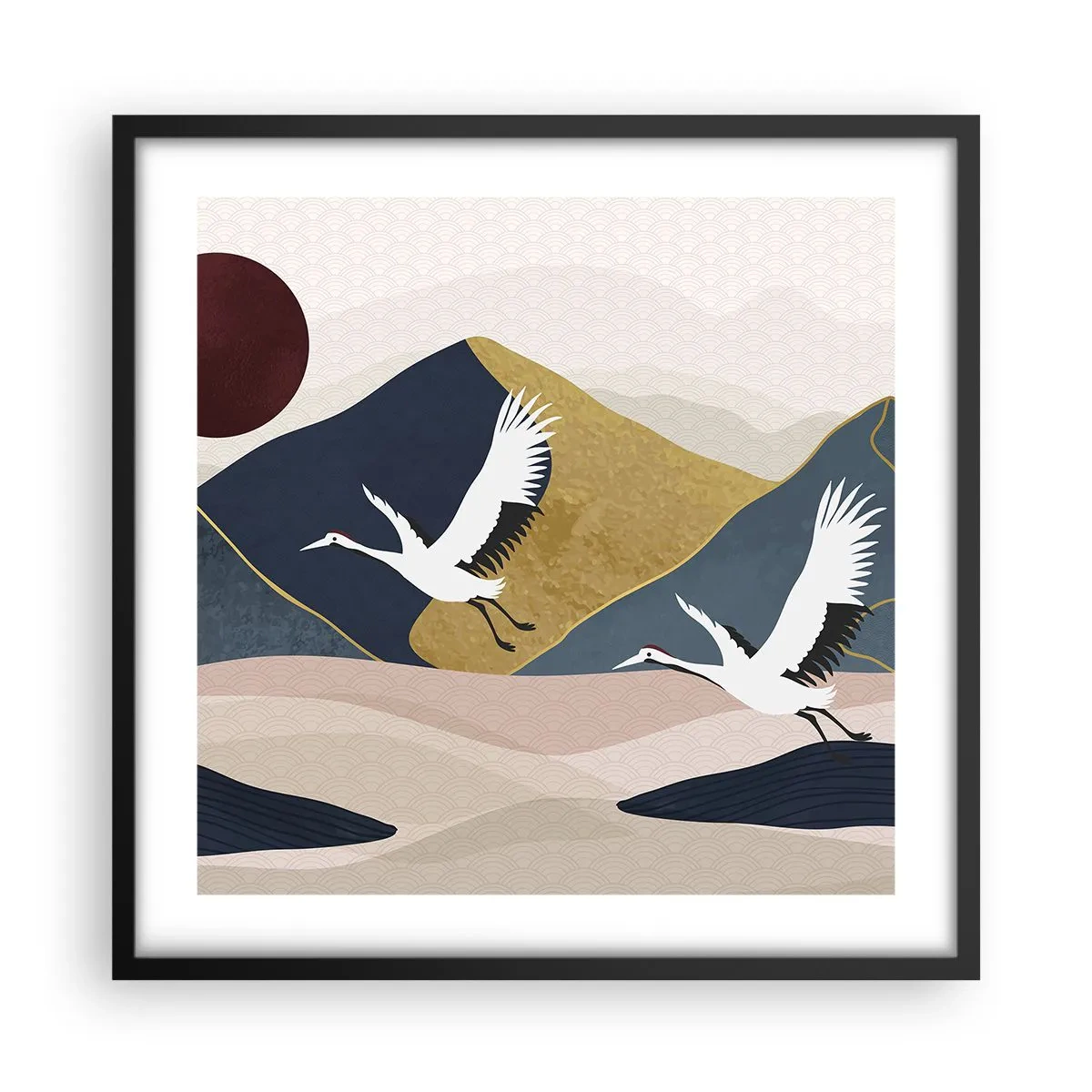 Affisch i svart ram - Nästa dag FLUGIT iväg - 50x50 cm