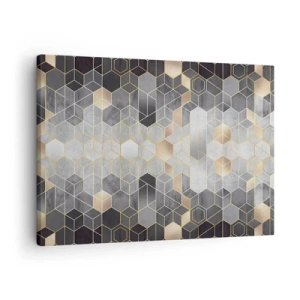 Canvastavla - Bild på duk - Geometriskt mönster i gyllene nyanser - 70x50cm - Diamantkomposition - Modern väggdekoration för vardagsrum och sovrum ARTTOR