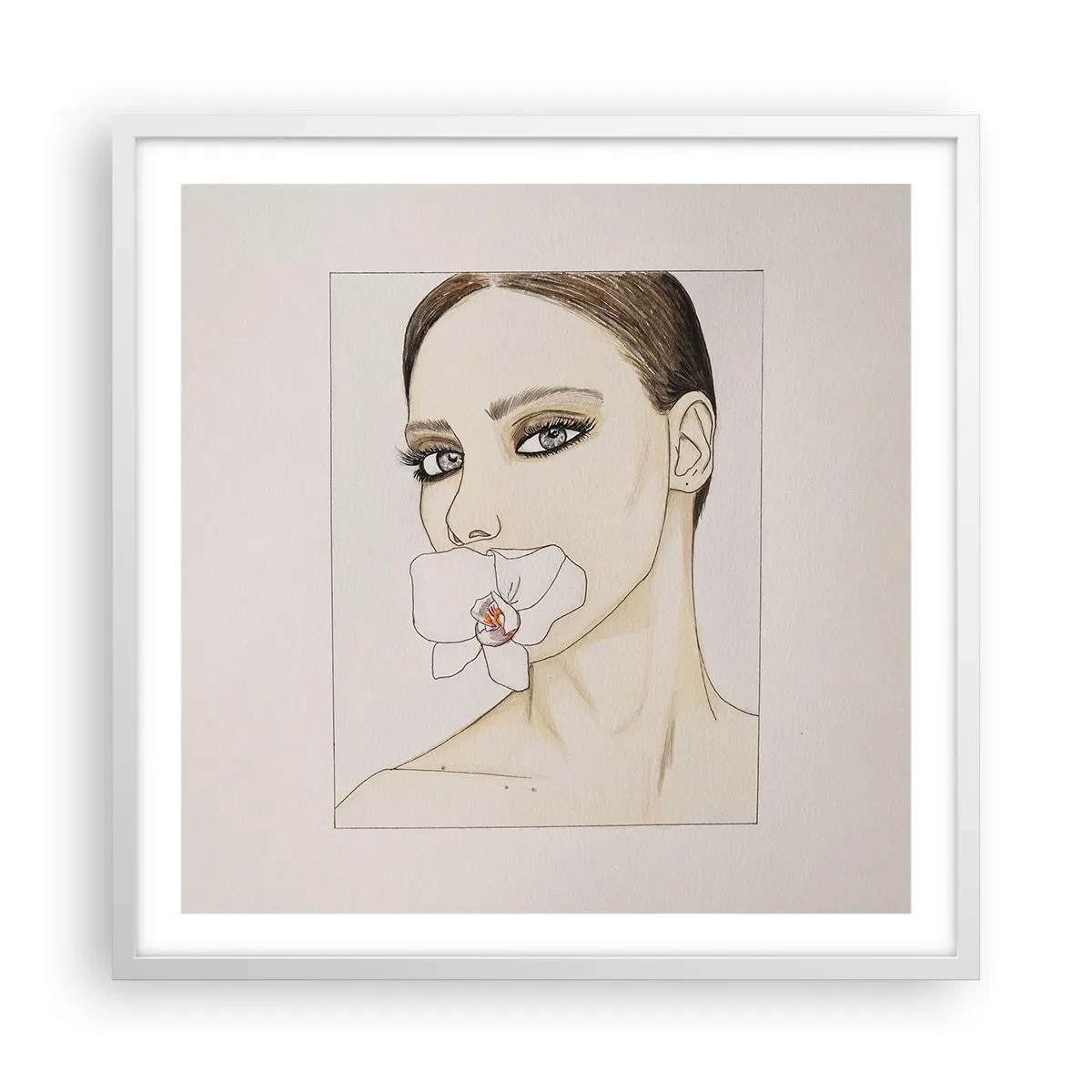 Affisch i vit ram - Elegansens och skönhetens symbol - 60x60 cm