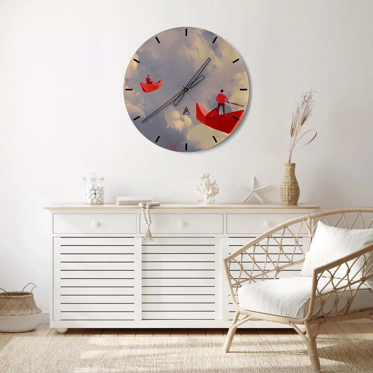Väggklocka - Klocka på glas - Drömmarnas utflykt - 40x40 cm