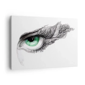 Canvastavla - Bild på duk - Konstnärligt öga med grön iris och teckningsdetaljer - 70x50cm - Vacker och redo för attack - Modern väggdekoration för vardagsrum och sovrum ARTTOR